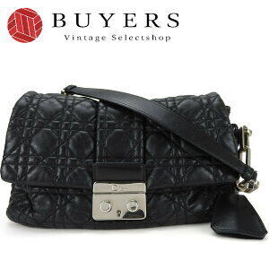 Dior Shoulder Bag Leather Black Cannage Chain